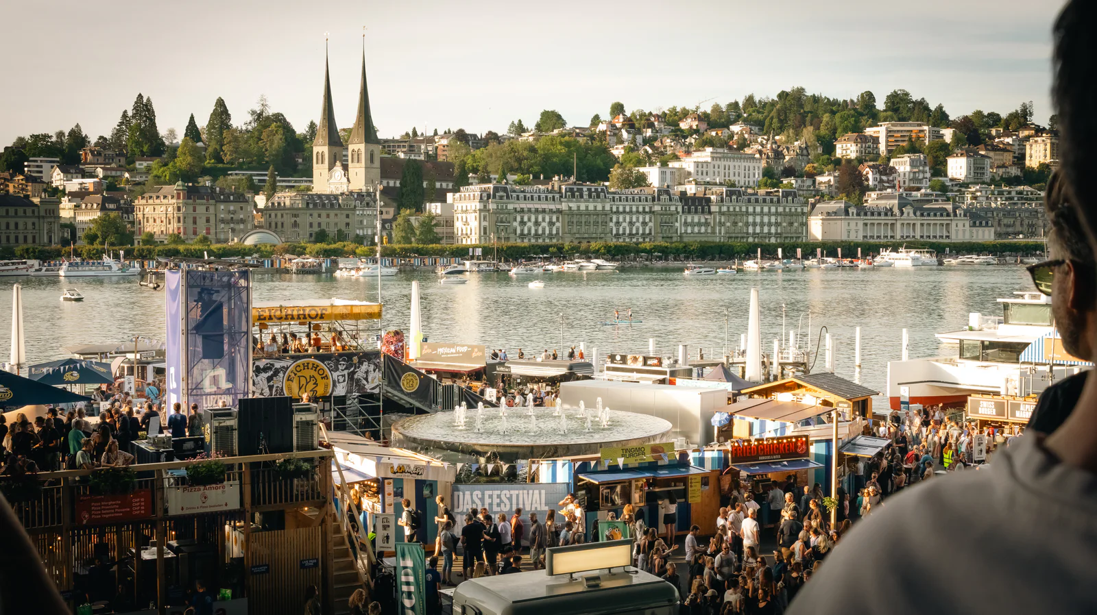 Lucerne and the festival seen from above the lake