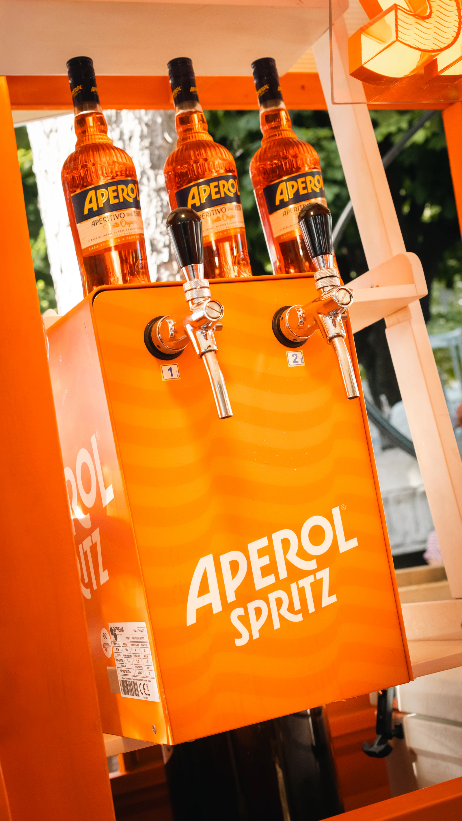 The Aperol Spritz taps behind the bar