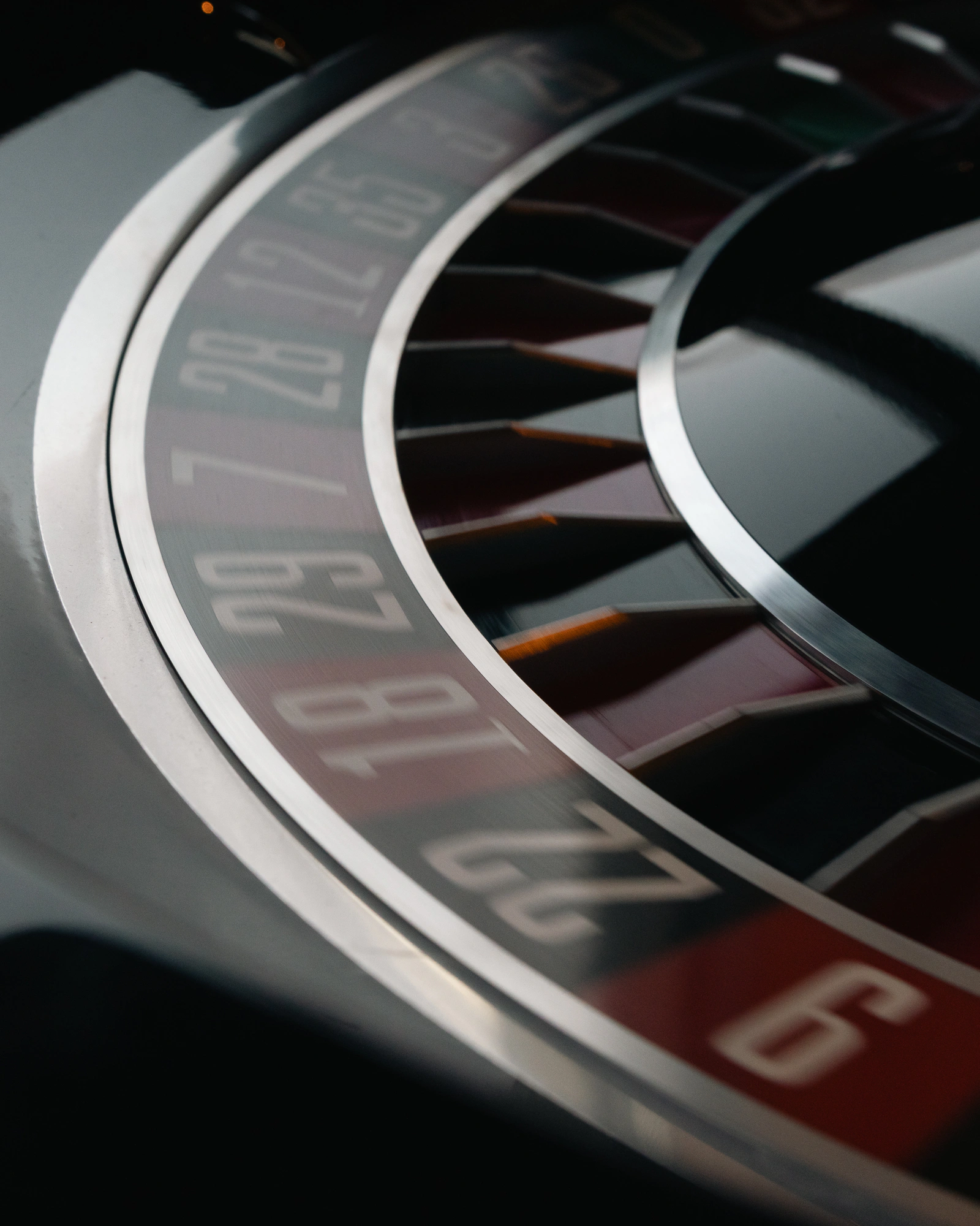 A roulette wheel, shot close